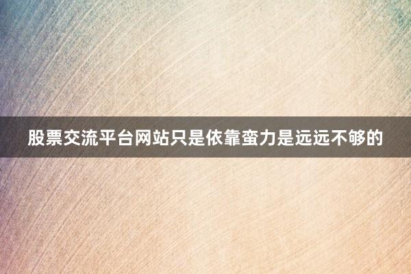 股票交流平台网站只是依靠蛮力是远远不够的