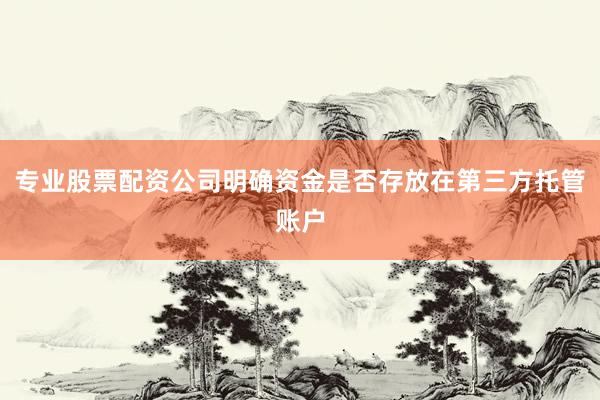 专业股票配资公司明确资金是否存放在第三方托管账户