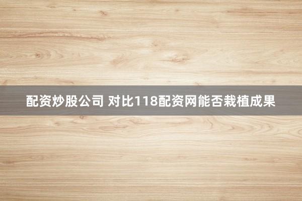 配资炒股公司 对比118配资网能否栽植成果